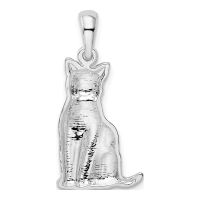 Sterling Silver Textured Sitting Cat Pendant – view 5