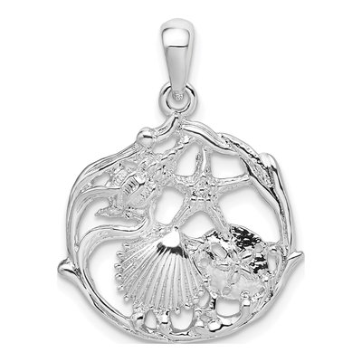 Sterling Silver Cut-Out Shell Cluster Pendant