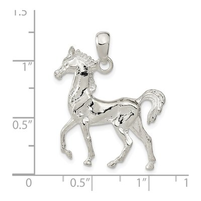 Sterling Silver 3D Standing Horse Pendant – view 4