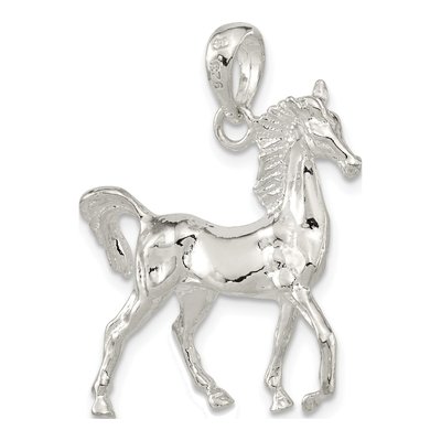 Sterling Silver 3D Standing Horse Pendant – view 6