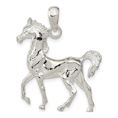 Sterling Silver 3D Standing Horse Pendant