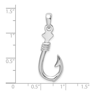 Sterling Silver 3D Fish Hook Pendant – view 4