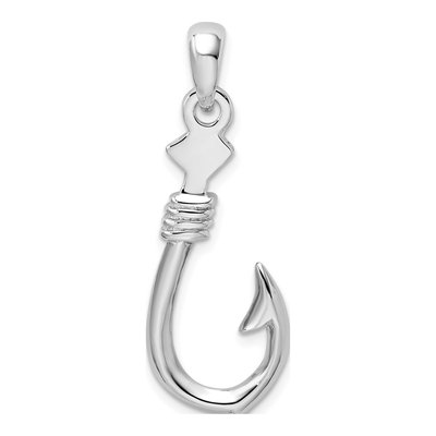 Sterling Silver 3D Fish Hook Pendant