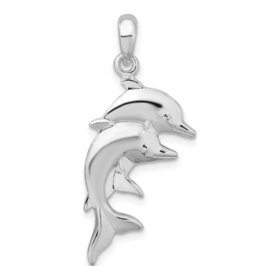 Sterling Silver Double Dolphins Pendant
