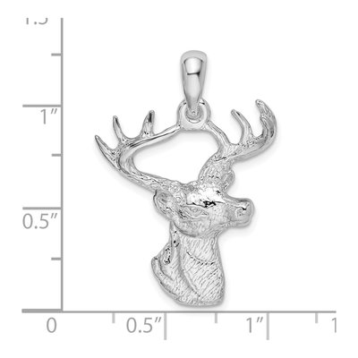 Sterling Silver Buck Deer Head Pendant – view 4