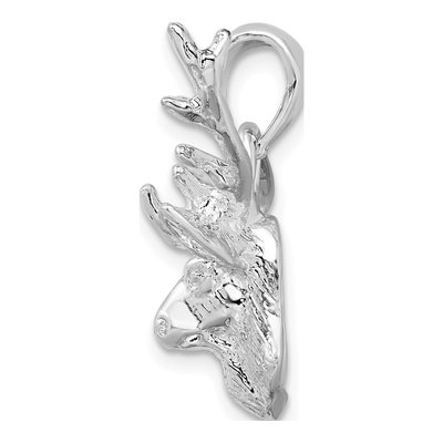 Sterling Silver Buck Deer Head Pendant – view 3