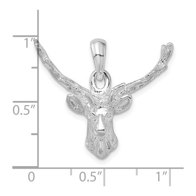 Sterling Silver Buck Deer Head Pendant – view 4
