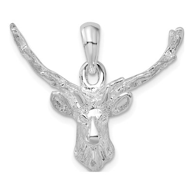 Sterling Silver Buck Deer Head Pendant