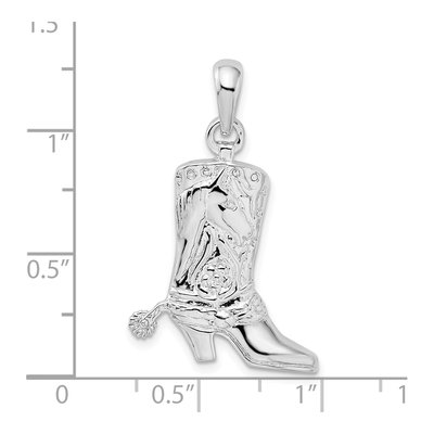 Sterling Silver 3D Cowboy Boot Pendant – view 4