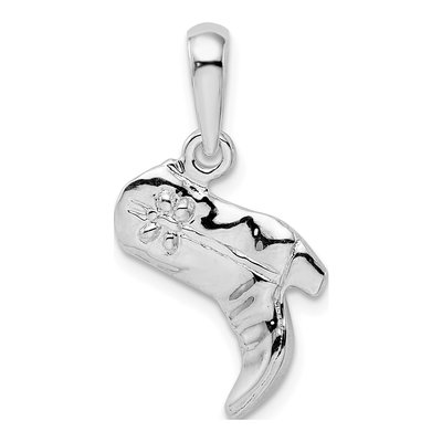 Sterling Silver 3D Cowboy Boot Pendant