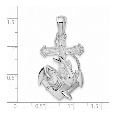 Sterling Silver Anchor Shark Pendant – view 4
