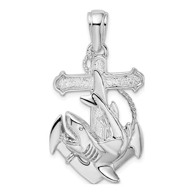 Sterling Silver Anchor Shark Pendant