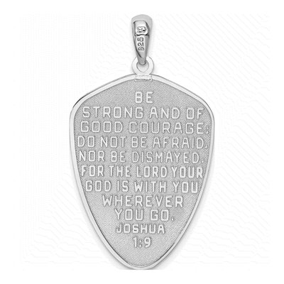 Sterling Silver Cross Shield Joshua Pendant – view 4