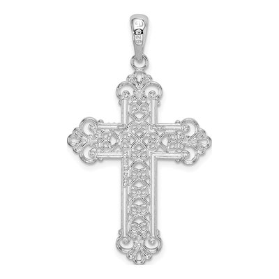 Sterling Silver Filigree Fleur de Lis Cross Pendant – view 5