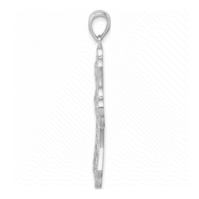 Sterling Silver Filigree Fleur de Lis Cross Pendant – view 3
