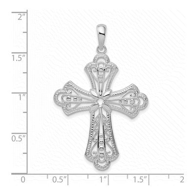 Sterling Silver Filigree Fleur de Lis Cross Pendant – view 4
