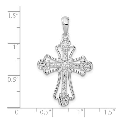Sterling Silver Fleur de Lis Cross Pendant – view 4