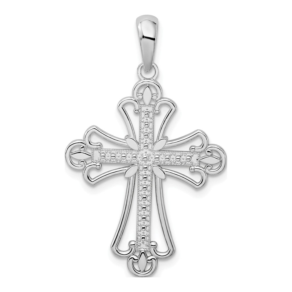 Sterling Silver Fleur de Lis Cross Pendant
