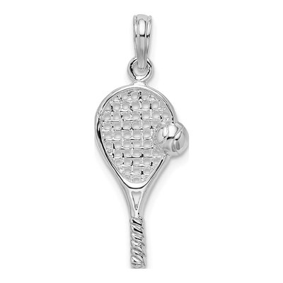 Sterling Silver Tennis Racquet Ball Pendant