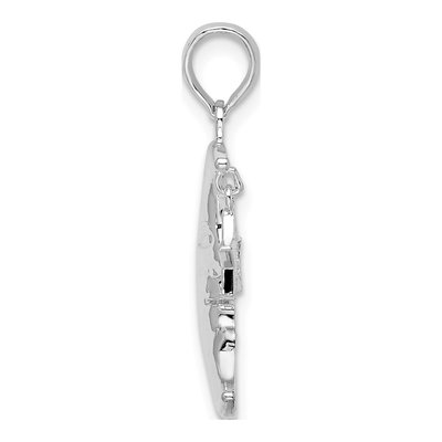 Sterling Silver Moveable Crescent Moon Star Pendant – view 3