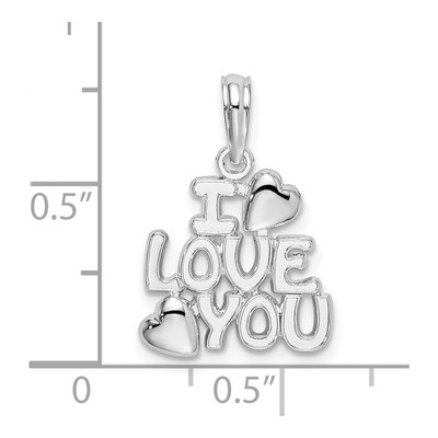 Sterling Silver I LOVE YOU Hearts Pendant – view 4