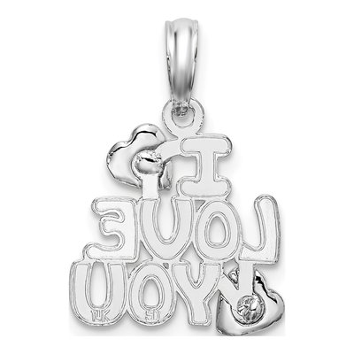 Sterling Silver I LOVE YOU Hearts Pendant – view 5