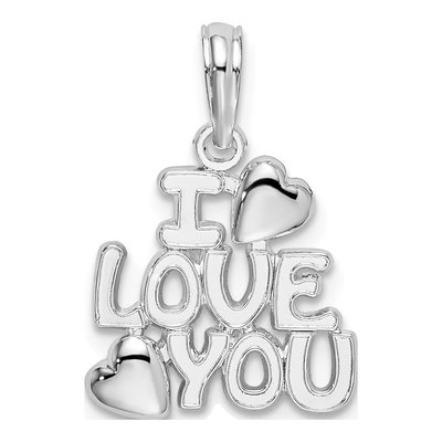 Sterling Silver I LOVE YOU Hearts Pendant