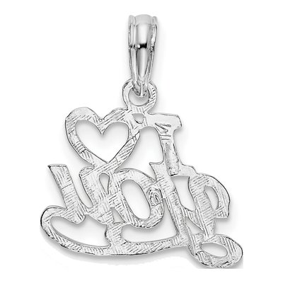 Sterling Silver I Heart YOU Script Pendant – view 5