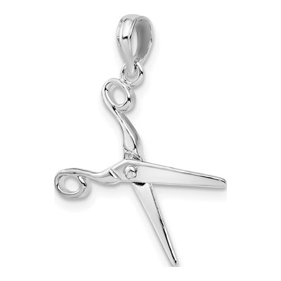 Sterling Silver 3D Scissors Pendant – view 6