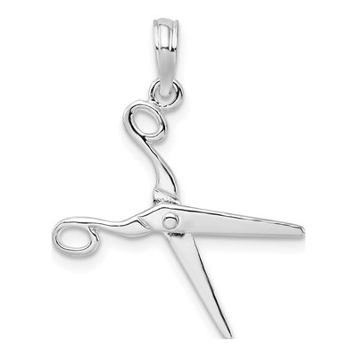 Sterling Silver 3D Scissors Pendant