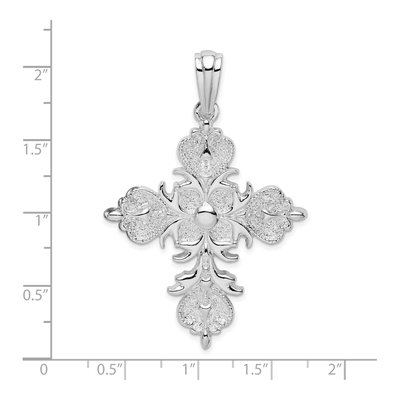 Sterling Silver Fleur de Lis Cross Pendant – view 4