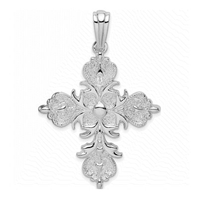 Sterling Silver Fleur de Lis Cross Pendant