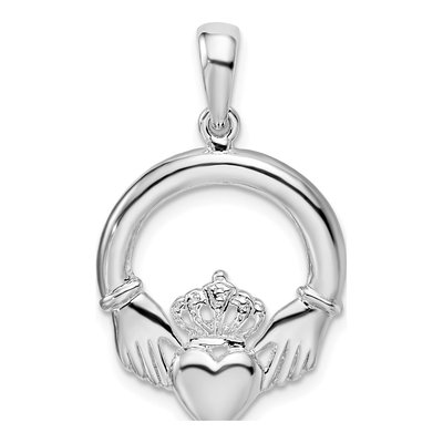 Sterling Silver Claddagh Circle Pendant
