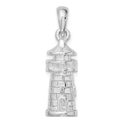 Sterling Silver 3D Lighthouse Pendant