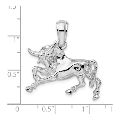 Sterling Silver Raging Bull Pendant – view 4
