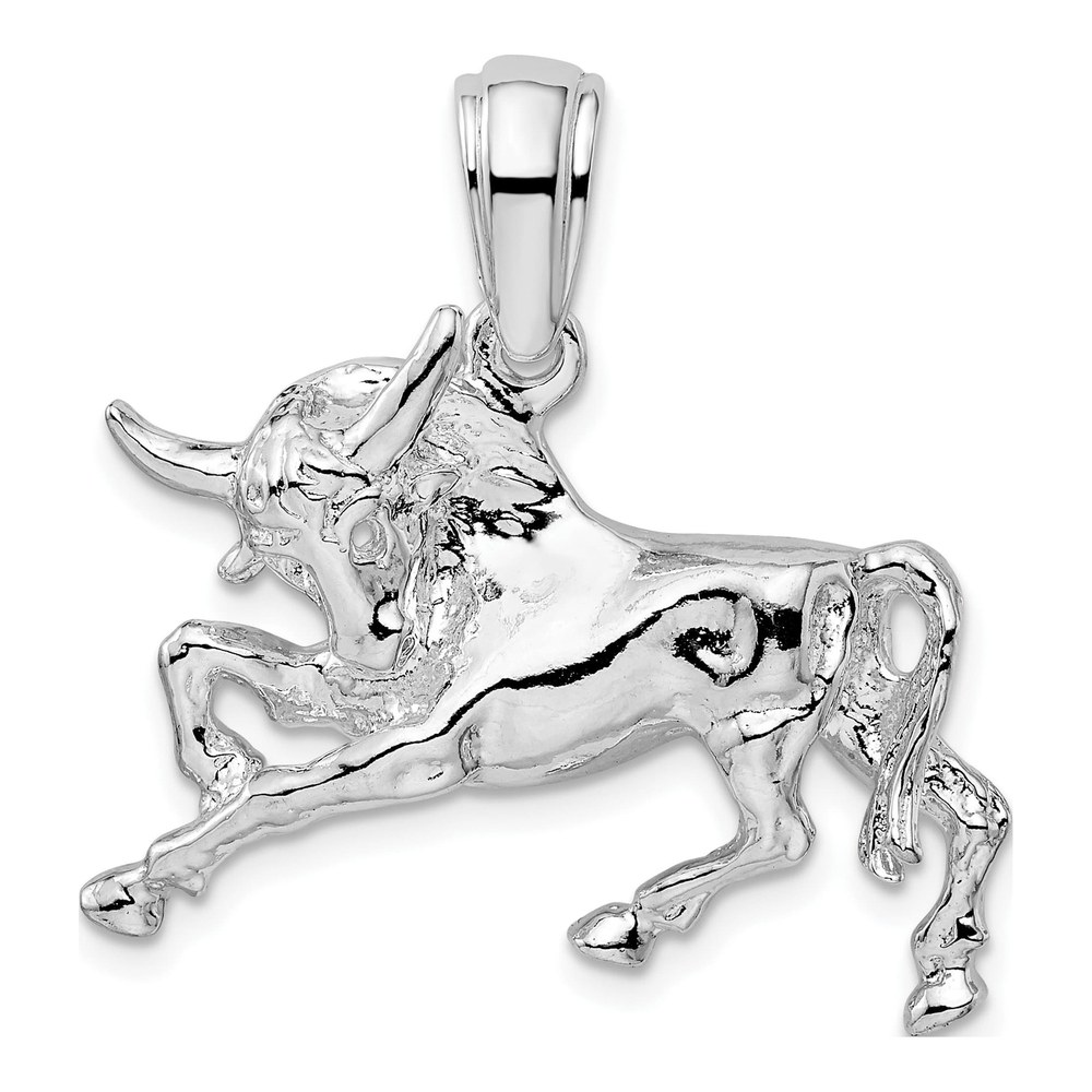 Sterling Silver Raging Bull Pendant