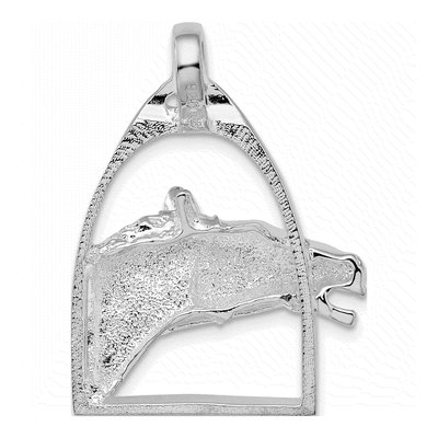 Sterling Silver Horse Head Stirrup Pendant – view 5