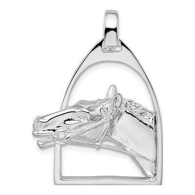 Sterling Silver Horse Head Stirrup Pendant