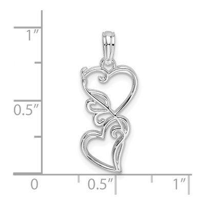 Sterling Silver Double Hearts Filigree Pendant – view 4