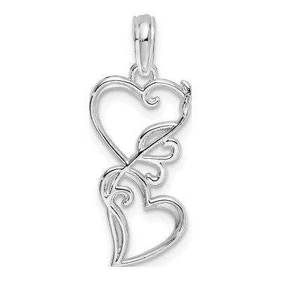 Sterling Silver Double Hearts Filigree Pendant – view 5