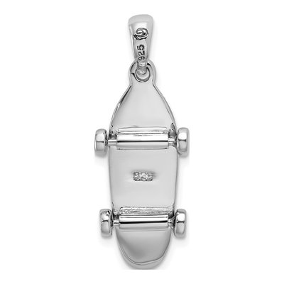 Sterling Silver 3D Skateboard Pendant – view 4