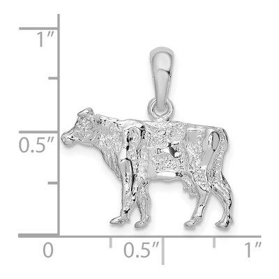 Sterling Silver 3D Cow Pendant – view 4