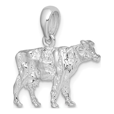 Sterling Silver 3D Cow Pendant – view 6