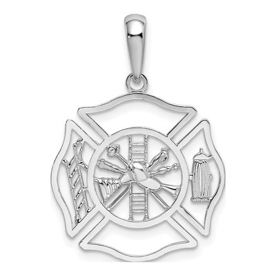 Sterling Silver Fireman Shield Pendant