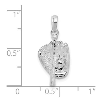 Sterling Silver 3D Baseball Bat Glove Pendant – view 4