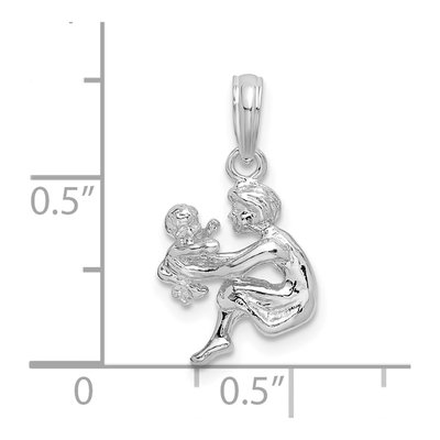 Sterling Silver 3D Mother Baby Pendant – view 4