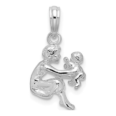 Sterling Silver 3D Mother Baby Pendant – view 5