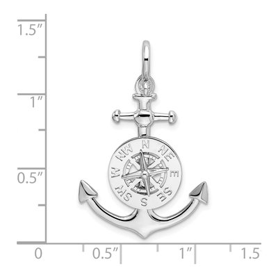 Sterling Silver 3D Anchor Compass Pendant – view 4