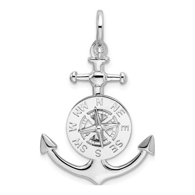 Sterling Silver 3D Anchor Compass Pendant