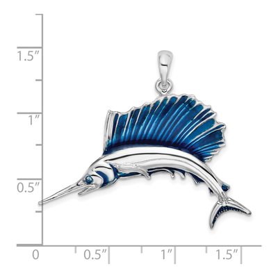 Sterling Silver Enameled Sailfish Pendant – view 4